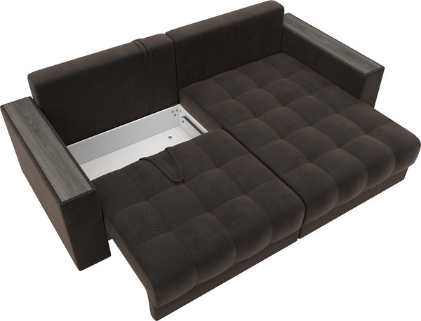 Изображение товара Диван угловой Лига Диванов Лига-049 НПБ универсальный / 128459 (велюр Seven 727 коричневый)