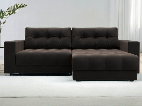 Изображение товара Диван угловой Лига Диванов Лига-049 НПБ универсальный / 128459 (велюр Seven 727 коричневый)