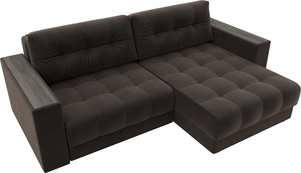 Изображение товара Диван угловой Лига Диванов Лига-049 НПБ универсальный / 128459 (велюр Seven 727 коричневый)