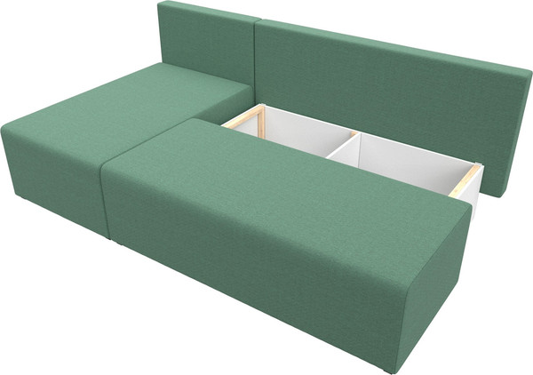 Изображение товара Диван угловой Лига Диванов Поло левый / 124818L (рогожка амур зеленый)