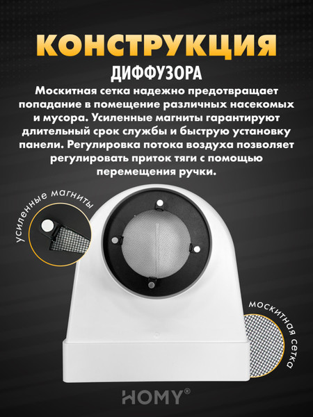 Изображение товара Решетка вентиляционная Homy Air AO100W