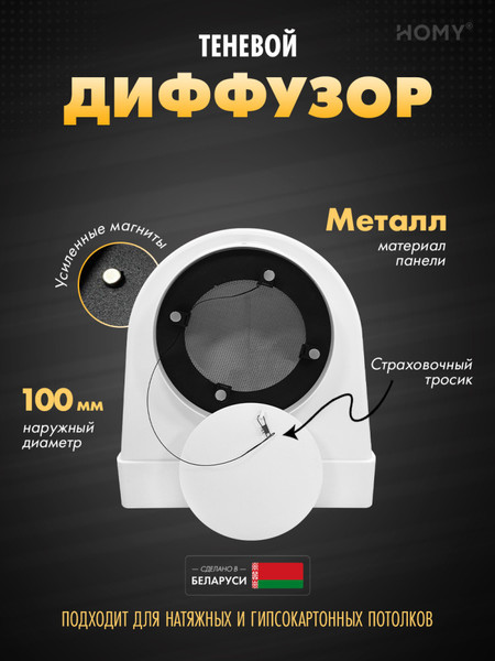 Изображение товара Решетка вентиляционная Homy Air AO100W