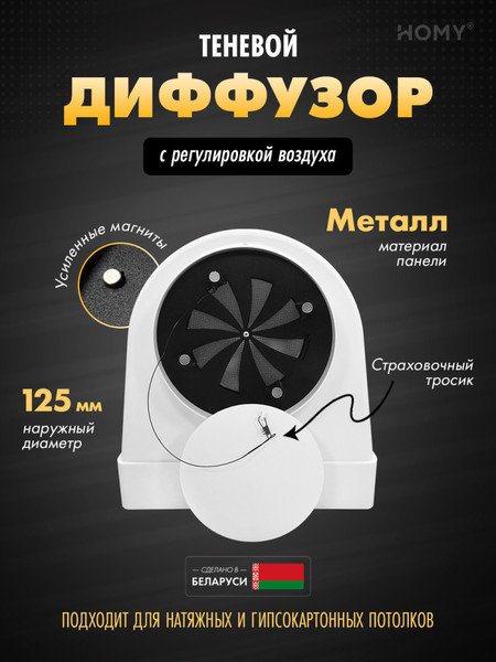 Изображение товара Решетка вентиляционная Homy Air AO125WR