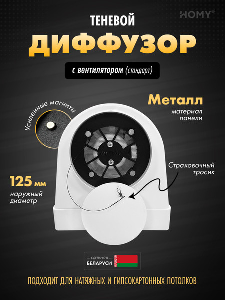 Изображение товара Вентилятор накладной Homy Air AO125WS