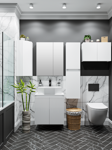 Изображение товара Шкаф-полупенал для ванной Runo Соренто 40 вертикаль (белый)