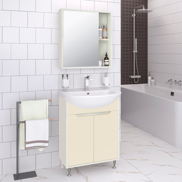 Изображение товара Шкаф с зеркалом для ванной Runo Эко 60 (белый)