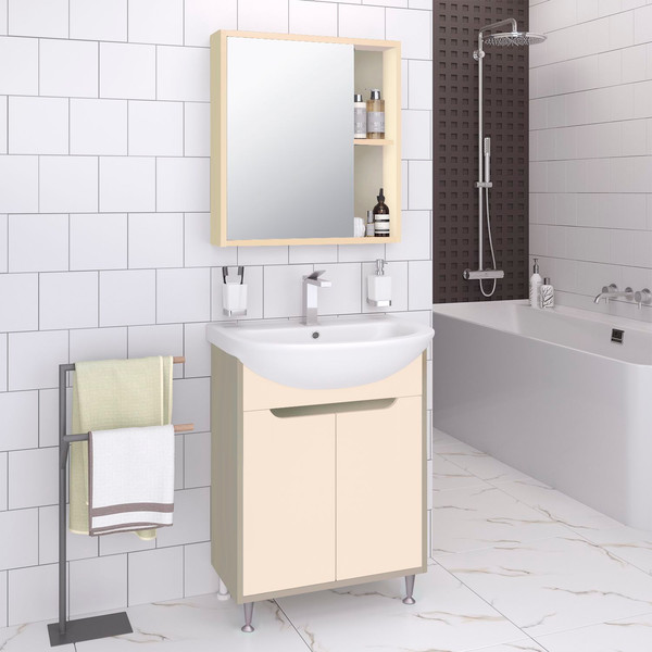 Изображение товара Шкаф с зеркалом для ванной Runo Эко 52 (какао)