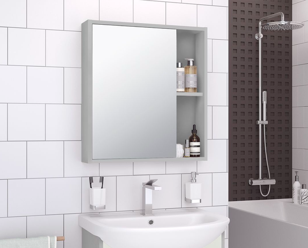 Изображение товара Шкаф с зеркалом для ванной Runo Эко 60 (серый)