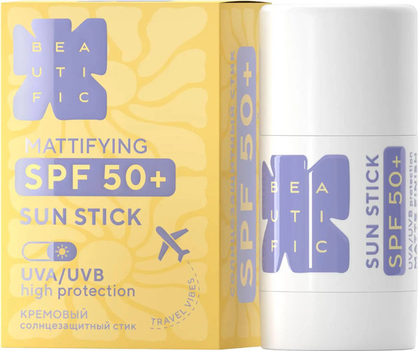 Изображение товара Стик солнцезащитный Beautific с SPF 50 матирующий (20мл)