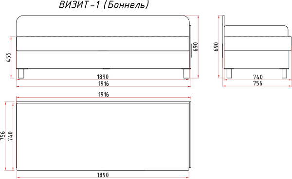 Изображение товара Тахта Домовой Визит-1 3нр Боннель-1Пд Г (JH3565-6)