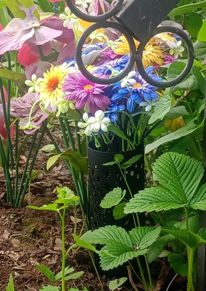 Изображение товара Ваза садовая BOTANICA Ритуальная 6x27.5см ажурная круглая на колышке