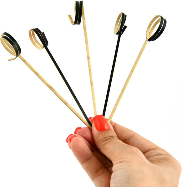 Изображение товара Набор шпажек для канапе Мультидом Завиток Графит NEW / BJ80-608 (24шт, черный)