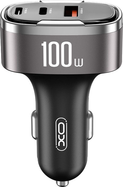 Изображение товара Адаптер питания автомобильный XO 100W /USB-A(30W)+Type-C(45W)+Lightning(25W) / CC61