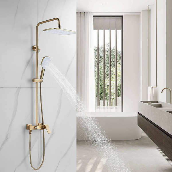 Изображение товара Душевая система со смесителем Shevanik S4036G (золотой сатин)