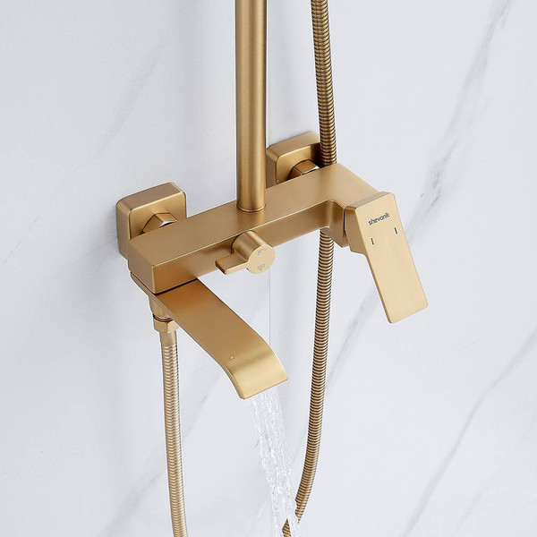 Изображение товара Душевая система со смесителем Shevanik S4036G (золотой сатин)