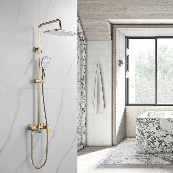 Изображение товара Душевая система со смесителем Shevanik S4036G (золотой сатин)
