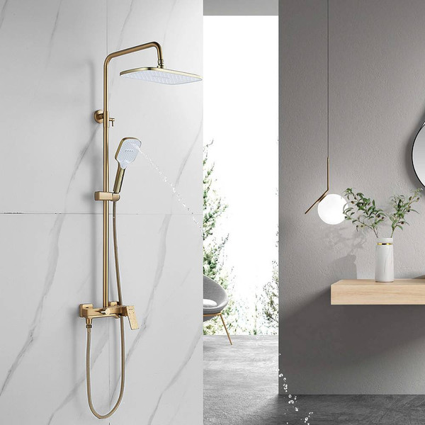 Изображение товара Душевая система со смесителем Shevanik S4036G (золотой сатин)