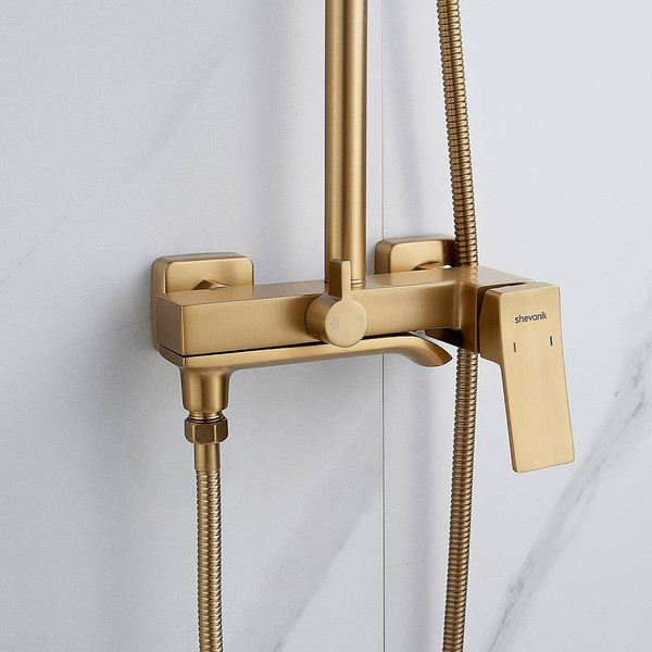 Изображение товара Душевая система со смесителем Shevanik S4036G (золотой сатин)
