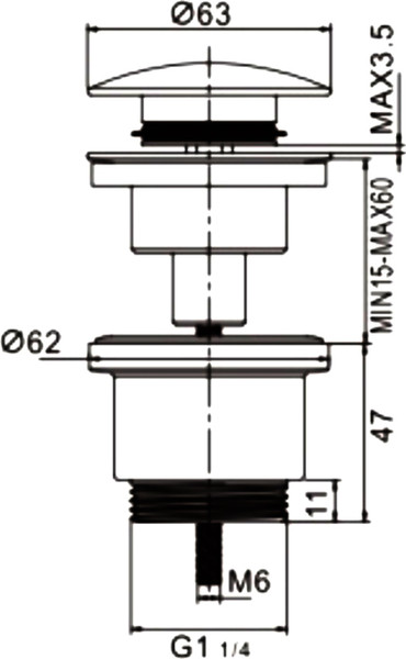 Изображение товара Донный клапан Rose RS31 (хром)