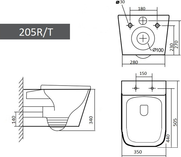 Изображение товара Унитаз подвесной Grado GD-W205T (с сиденьем)