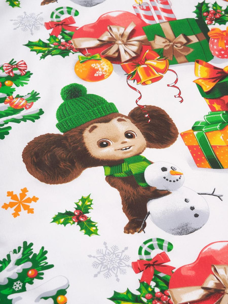 Изображение товара Комплект постельного белья Ночь нежна Чебурашка Новогодний подарок 1.5сп 50x70 / 500301-1+500302-1