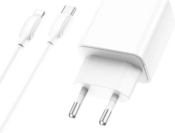 Изображение товара Зарядное устройство сетевое Borofone BA67A + кабель Type-C-8pin (1м, белый)