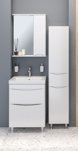 Изображение товара Тумба с умывальником Runo Афина 60 + Moduo 60 (напольная, белый)