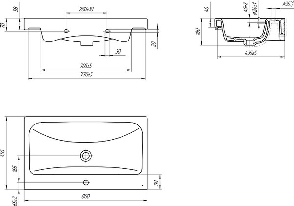 Изображение товара Тумба с умывальником Runo Афина 80 + Moduo 80 (напольная, белый)