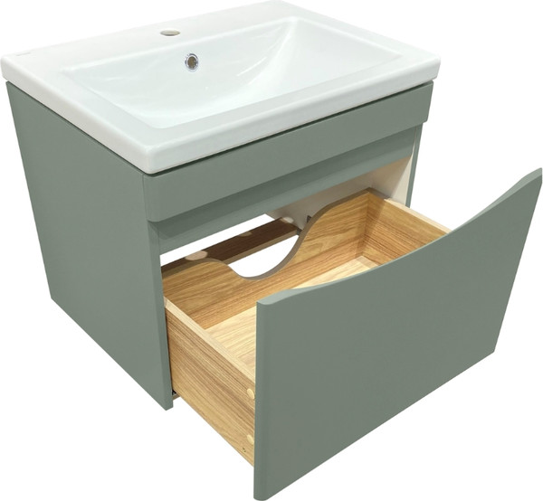 Изображение товара Тумба с умывальником Runo Афина 60 + Moduo 60 (подвесная, цемент)