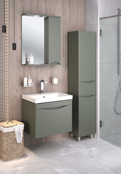 Изображение товара Тумба с умывальником Runo Афина 60 + Moduo 60 (подвесная, цемент)