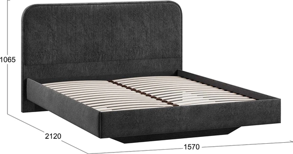 Изображение товара Полуторная кровать ТриЯ Тиффани Тип 1 140x200 (микровелюр Wellmart Graphite)