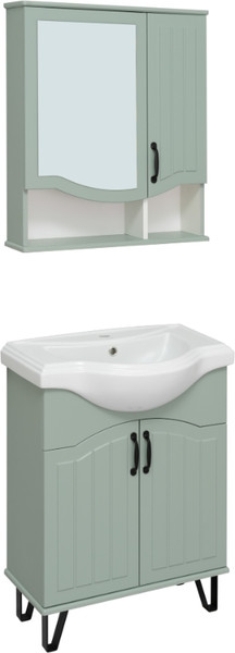 Изображение товара Тумба с умывальником Runo Марсель 65 + Классик 65 (напольная, мята)
