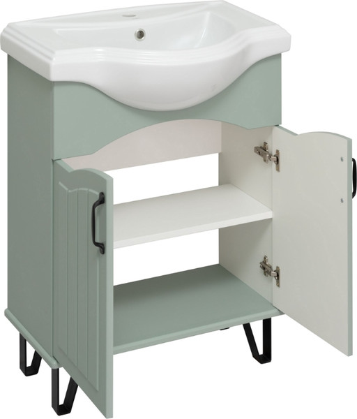 Изображение товара Тумба с умывальником Runo Марсель 65 + Классик 65 (напольная, мята)