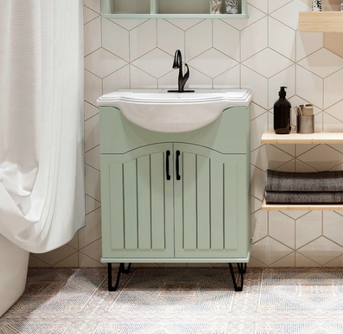 Изображение товара Тумба с умывальником Runo Марсель 65 + Классик 65 (напольная, мята)