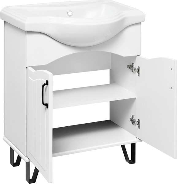 Изображение товара Тумба с умывальником Runo Марсель 65 + Классик 65 (напольная, белый)