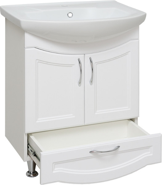 Изображение товара Тумба с умывальником Runo Неаполь 65 + Элеганс 65 (напольная, белый)