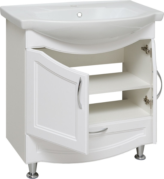 Изображение товара Тумба с умывальником Runo Неаполь 75 + Элеганс 75 (напольная, белый)