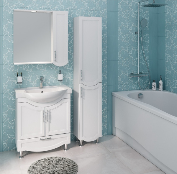 Изображение товара Тумба с умывальником Runo Неаполь 75 + Элеганс 75 (напольная, белый)