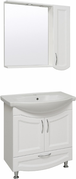 Изображение товара Тумба с умывальником Runo Неаполь 75 + Элеганс 75 (напольная, белый)