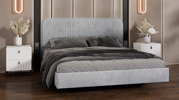 Изображение товара Двуспальная кровать ТриЯ Тиффани Тип 1 160x200 (микровелюр Wellmart Silver)