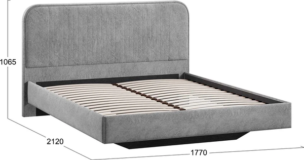 Изображение товара Двуспальная кровать ТриЯ Тиффани Тип 1 160x200 (микровелюр Wellmart Silver)