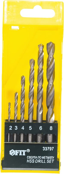 Изображение товара Набор сверл FIT По металлу HSS полированных / 33797 (6шт)