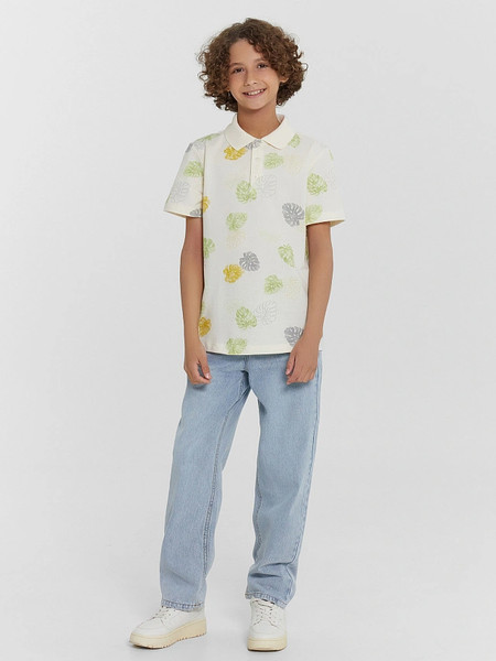 Изображение товара Футболка детская Mark Formelle 113430/1 (р.110-56, тропические листья на молочном)