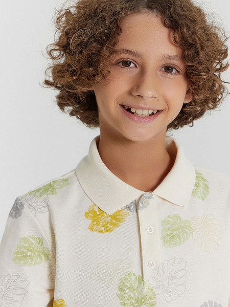 Изображение товара Футболка детская Mark Formelle 113430/1 (р.146-72, тропические листья на молочном)