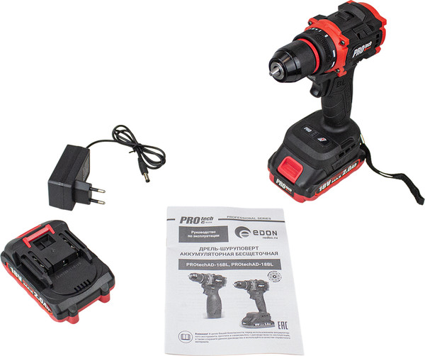 Изображение товара Аккумуляторная дрель-шуруповерт Edon Protech AD-18BL