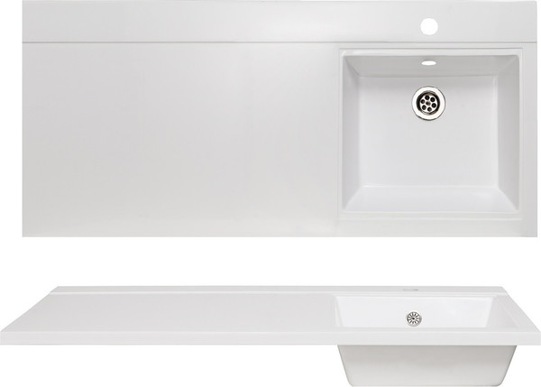 Изображение товара Тумба с умывальником Runo Лира 45 + Гамма 105 лайт с левым крылом (напольная, белый)