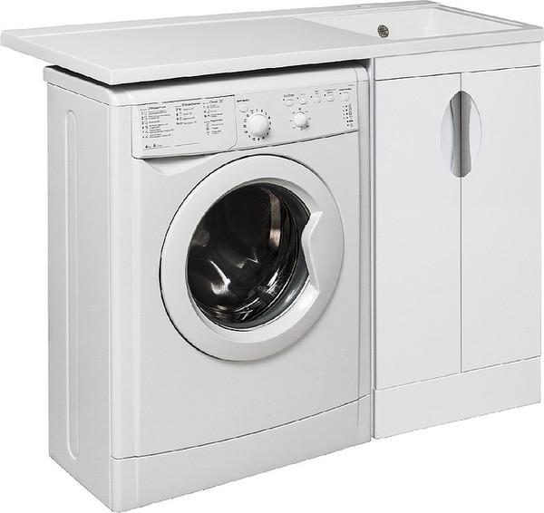 Изображение товара Тумба с умывальником Runo Лира 45 + Гамма 105 лайт с левым крылом (напольная, белый)