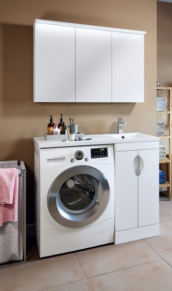 Изображение товара Тумба с умывальником Runo Лира 45 + Гамма 105 лайт с левым крылом (напольная, белый)