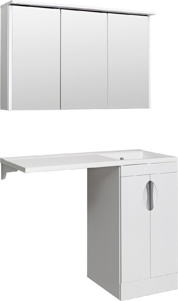 Изображение товара Тумба с умывальником Runo Лира 45 + Гамма 105 лайт с левым крылом (напольная, белый)