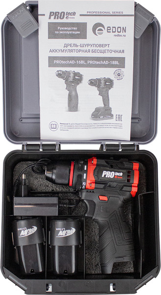 Изображение товара Аккумуляторная дрель-шуруповерт Edon Protech AD-16BL